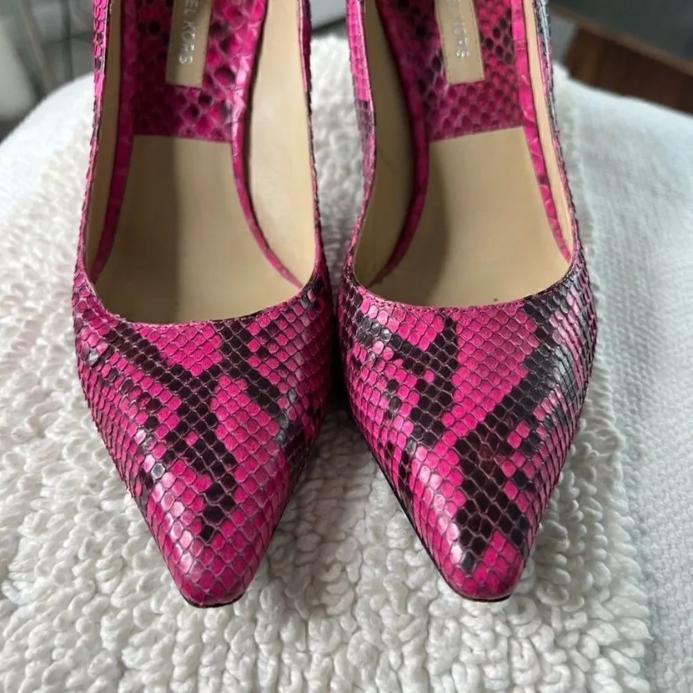 MICHAEL KORS Pink Python Leather Heels In Size 38 - Picture 6 of 9